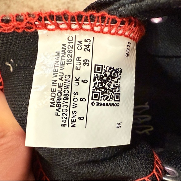 Converse Chuck Taylor All-Star Custom Black and Red Canvas Sneakers - Picture 5 of 5